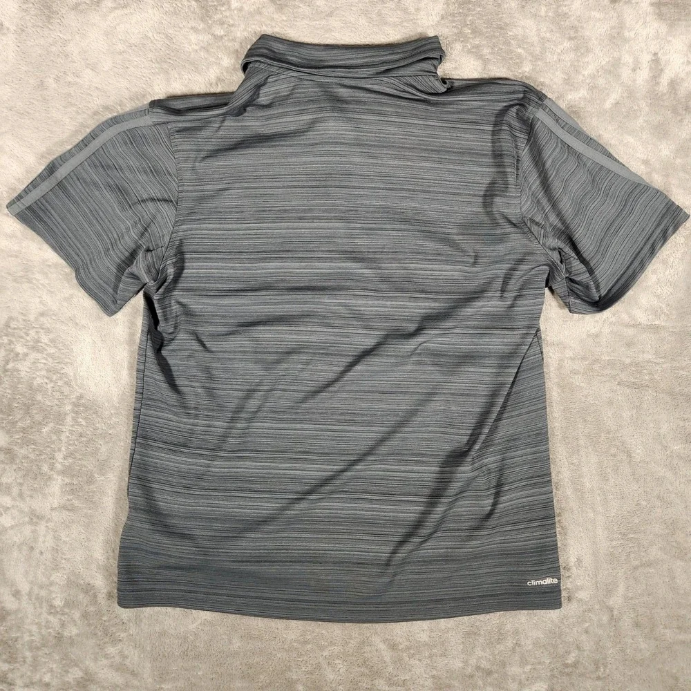 adidas Gray Striped Polo with Green Logo